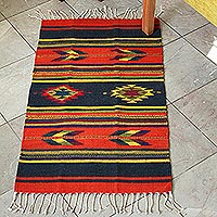 Zapotec wool rug, 'Swift Arrows' (2x3) - Unique Geometric Wool Area Rug from Mexico (2x3)