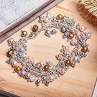 Sterling silver beaded bracelet,