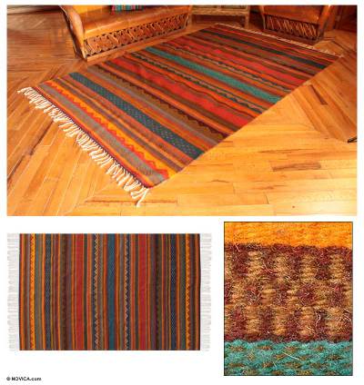 Zapotec wool rug, 'Dancing Colors' (6x9.5) - Zapotec wool rug (6x9.5)