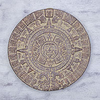 Ceramic plaque Aztec Calendar in Umber Mexico
