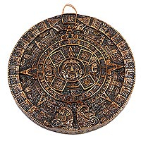 Ceramic plaque Honey Aztec Sun Stone Mexico