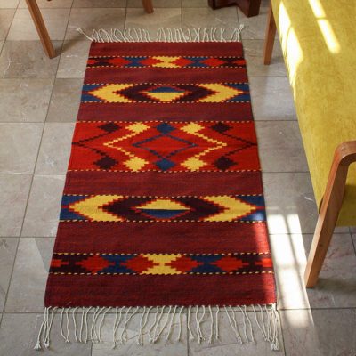 Zapotec wool rug, Copper Arrow (2.5x5)