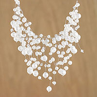 Pearl beaded necklace White Cloudfall Thailand