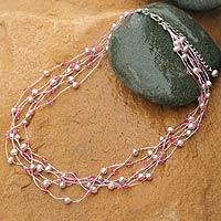Pearl and crystal choker Rose Mist Thailand