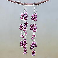 Pearl waterfall earrings Purple Princess Thailand