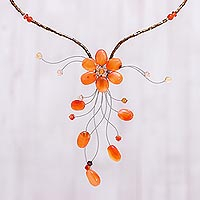 Carnelian and citrine flower necklace Ginger Forest Thailand