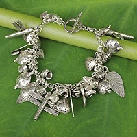 Silver charm bracelet,