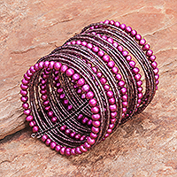 Pearl beaded bracelet Purple Luxuries Thailand