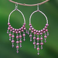 Pearl chandelier earrings Harmony of Purple Thailand