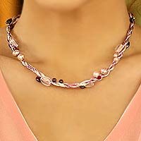 Pearl and rose quartz choker Special Moment Thailand