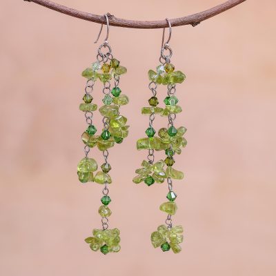 Peridot earrings, 'Lime Rain' - Thai Peridot Dangle Earrings
