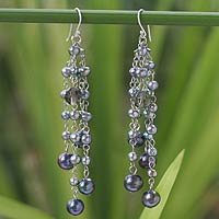 Pearl waterfall earrings Purple Promise Thailand