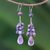 Pearl and amethyst cluster earrings, 'Surreal Sophistication' - Handmade Pearl and Amethyst Earrings (image 2) thumbail