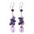 Pearl and amethyst cluster earrings, 'Surreal Sophistication' - Handmade Pearl and Amethyst Earrings thumbail