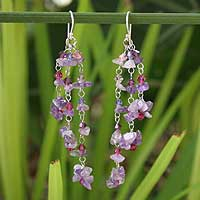 Amethyst waterfall earrings Lavender Rain Thailand