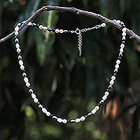 Pearl and onyx strand necklace Subtle Glow Thailand