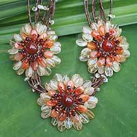 Citrine and carnelian choker,