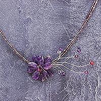 Amethyst and quartzite choker Lilac Floral Chic Thailand