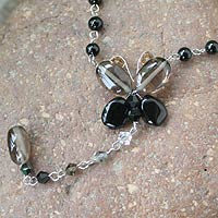 Quartz beaded necklace Black Butterfly Secrets Thailand
