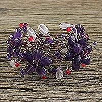 Amethyst and rose quartz wrap bracelet Garland Thailand