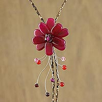 Garnet flower necklace Scarlet Splendor Thailand