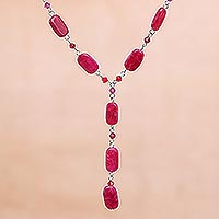 Quartzite Y necklace Cherry Gumdrops Thailand