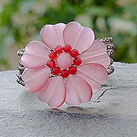 Beaded cuff bracelet Sweetheart Blossom Thailand