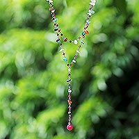 Quartzite and rose quartz necklace Colorful Comet Thailand