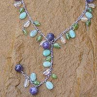 Amethyst and peridot Y necklace,