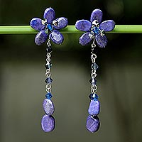 Lapis lazuli floral earrings Blue Bouquet Thailand