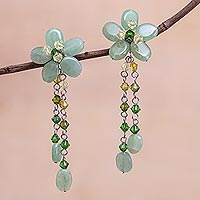 Sterling silver dangle earrings Rosebud Bouquet Thailand