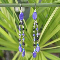 Lapis lazuli earrings Blue Rain Shower Thailand