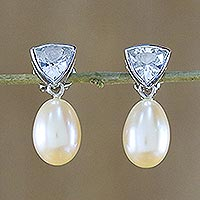 Pearl and topaz drop earrings Sweet Soul Thailand