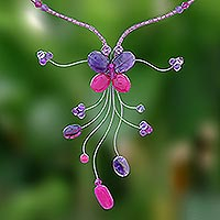 Amethyst beaded necklace Butterfly Grace Thailand