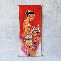 Cotton wall hanging, 'Breeze of Admiration' - Cotton wall hanging