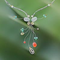 Peridot and citrine Y necklace Forest Butterfly Thailand