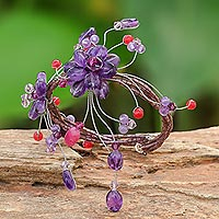 Amethyst wrap bracelet Blossoming Web Thailand