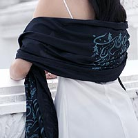 Silk and cotton shawl Rice Goddess Thailand