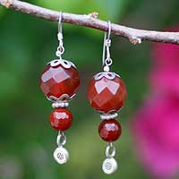 Carnelian dangle earrings Fervent Heart Thailand