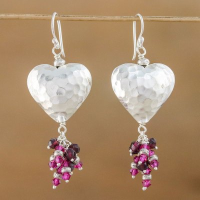 Garnet cluster earrings, Beating Hearts