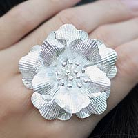 Sterling silver cocktail ring Rose Exotic Thailand