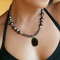 Garnet and smoky quartz jewelry set,