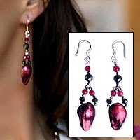 Pearl and hematite dangle earrings,