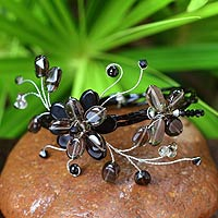 Smoky quartz wrap bracelet Dragonfly Shadow Thailand