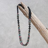 Onyx and Tourmaline Beaded Necklace