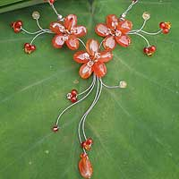 Carnelian flower necklace Ginger Cascade Thailand