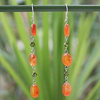 Carnelian dangle earrings Orange Marmalade Thailand