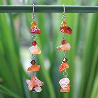 Carnelian cluster earrings Waterfall Thailand