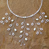 Pearl flower necklace Tree of Life Thailand