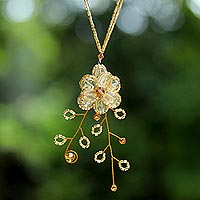 Citrine flower necklace Camellia Thailand